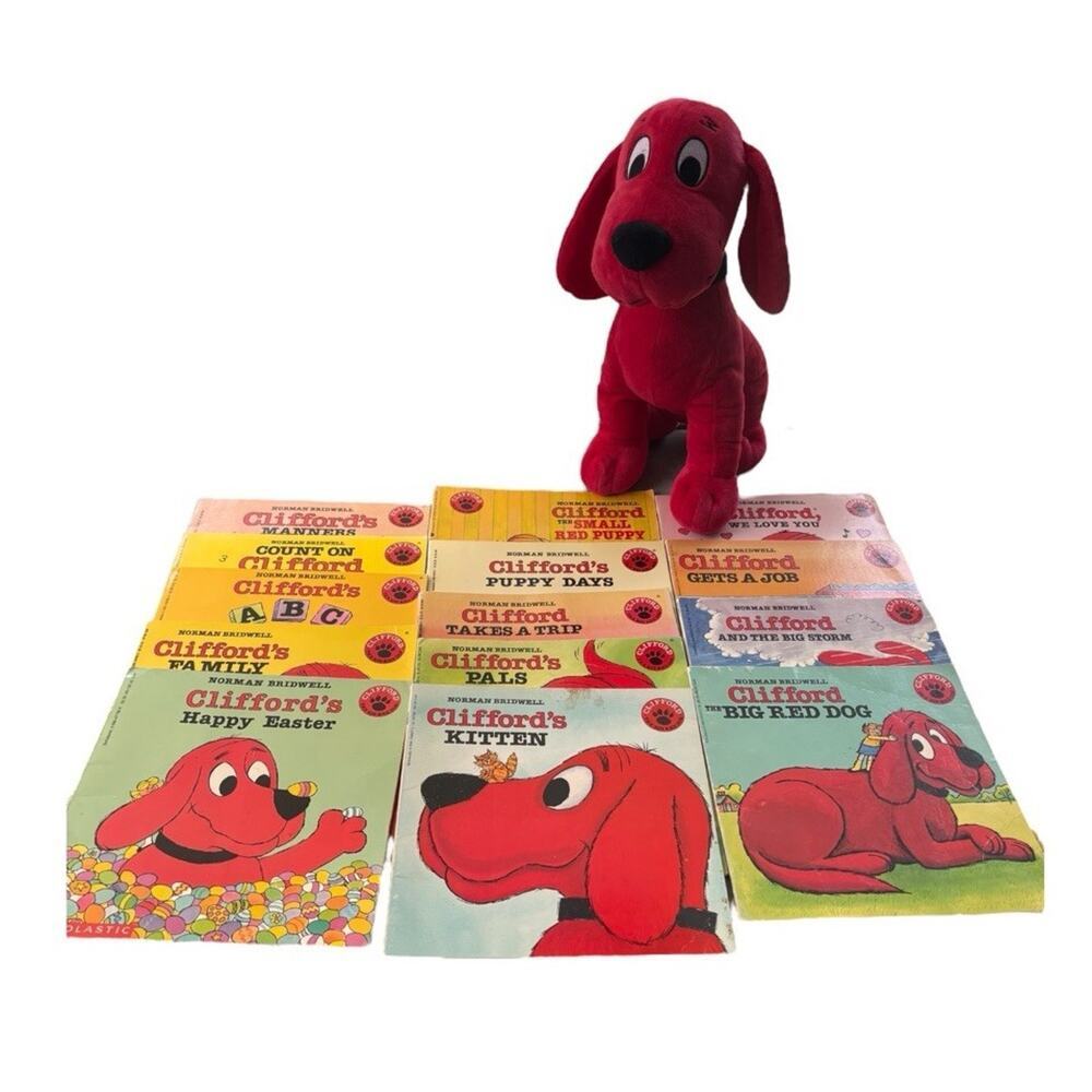 Clifford the Big Red Dog Lot 13 Children's Books Norman Bridwell Paperback Plush